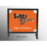 1m x 0.93m Black Square Tube Cafe Wind Barriers with Print